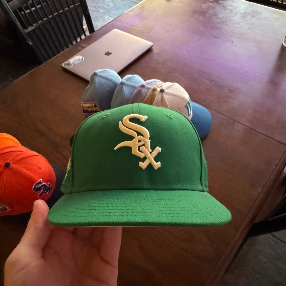 New Era Green and White Hat 7 1/8